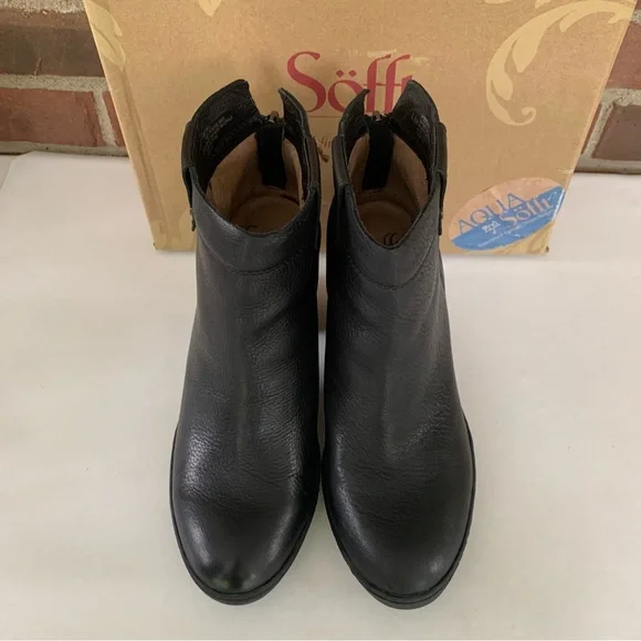 Sofft Womens Gwenith Black Leather block heel Ankle Boots Shoes US 8.5 M - Picture 4 of 10